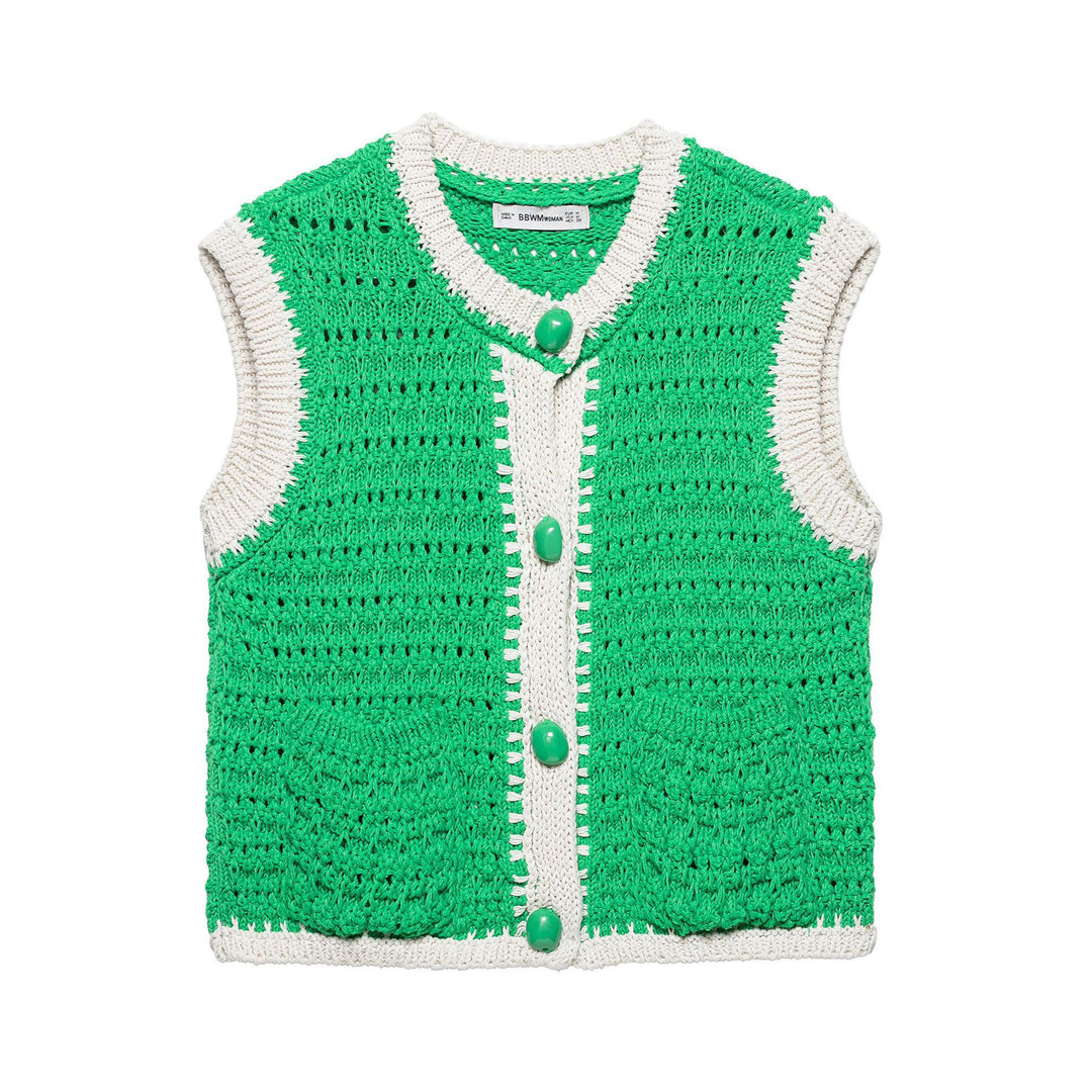 Dame hæklet strikk cardigan vest Stilla