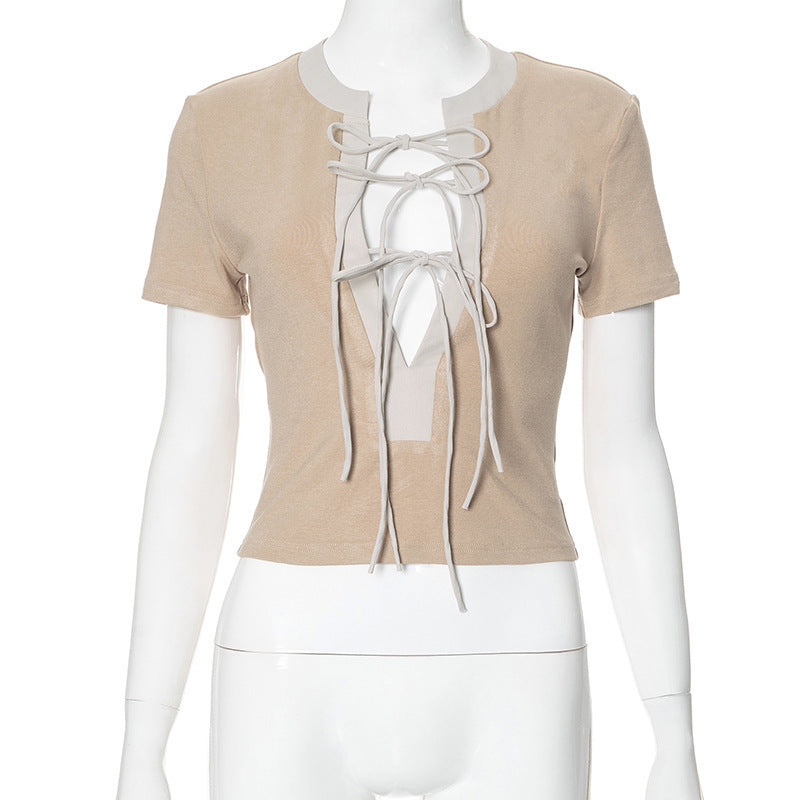 Kvinder elegant crop-top med raffineret snøre-design Skovae