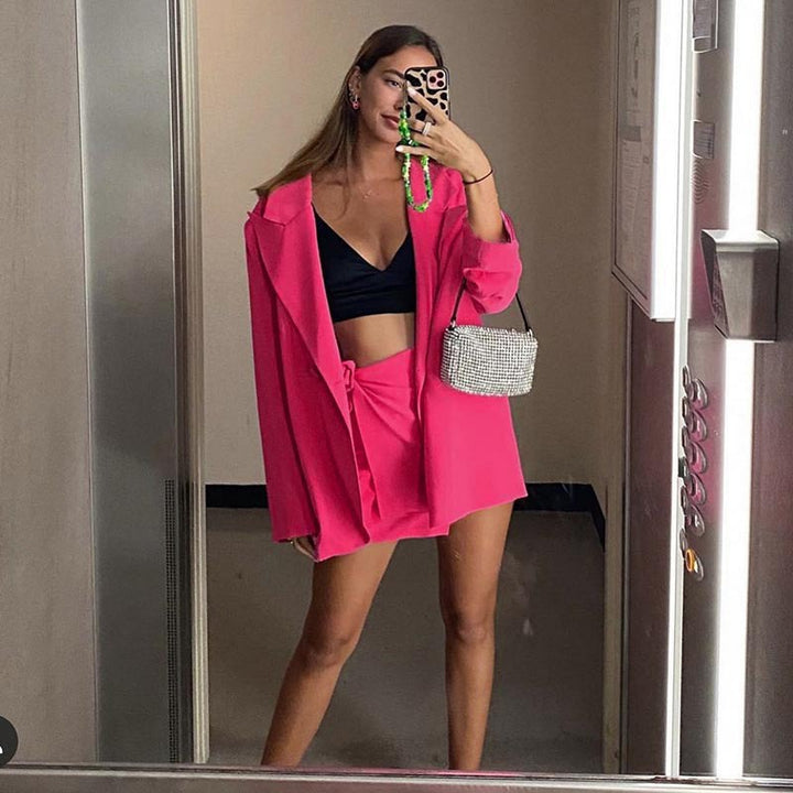 Dame Oversized Blazer med dobbelte knaplukninger og blød berøring Stilla