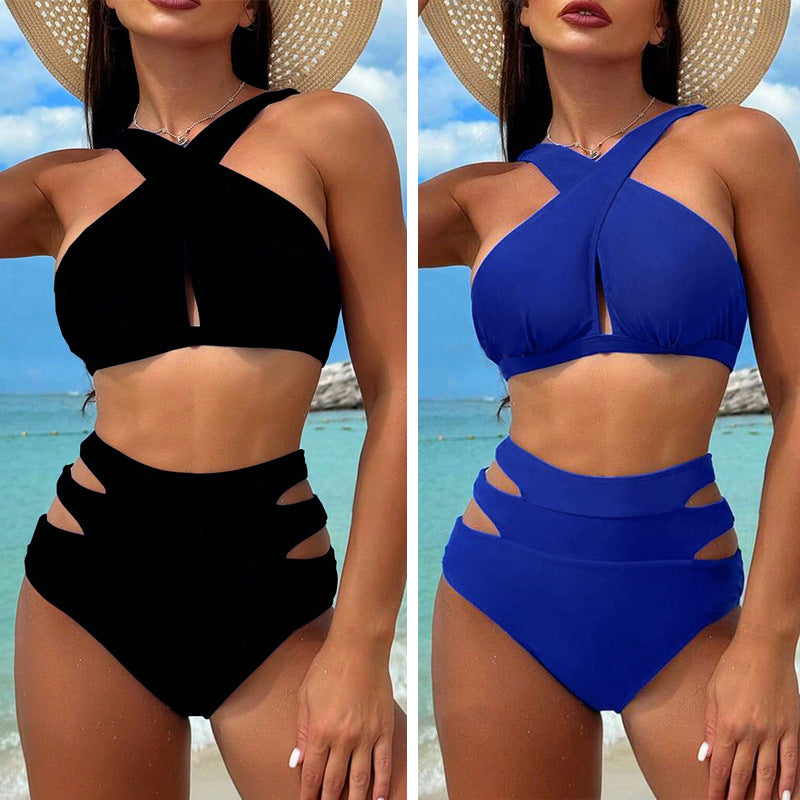 Damer højt skåret bikini med stilfulde cut-outs Skovae