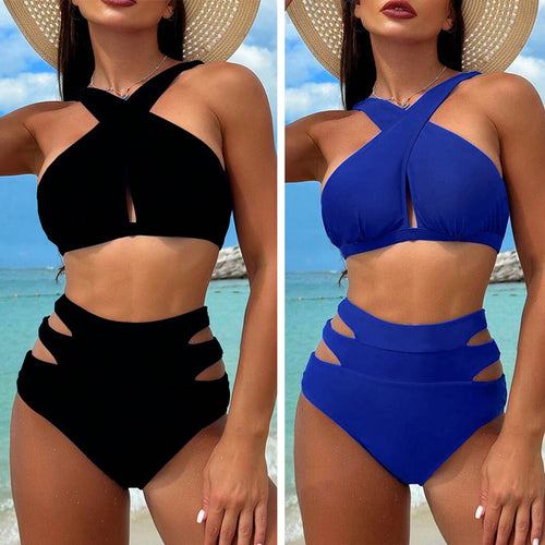 Damer højt skåret bikini med stilfulde cut-outs Skovae