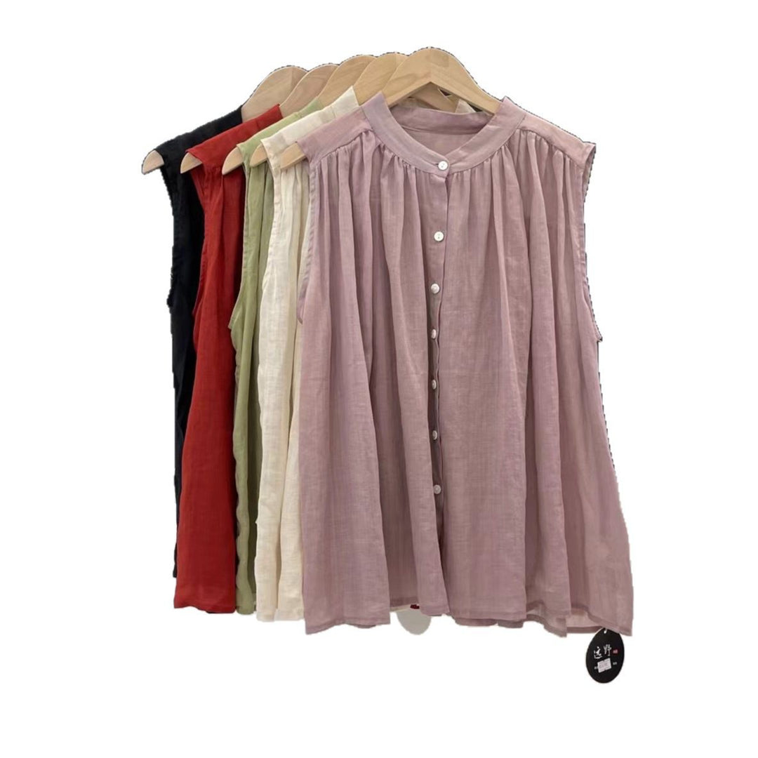 Femme Let Button-Up Bluse med Flydende Ærmer Stilla