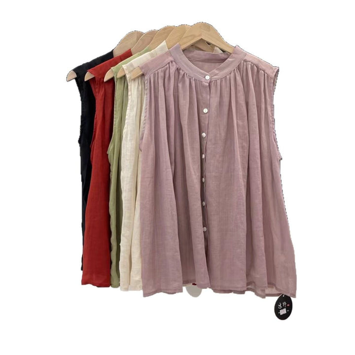 Femme Let Button-Up Bluse med Flydende Ærmer Stilla