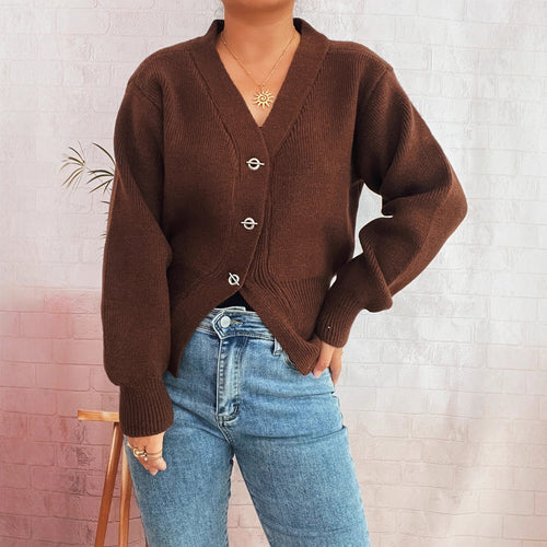 Kvinders cardigan med elegante knapdetaljer og moderne V-hals Stilla