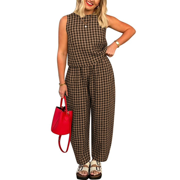Dame jumpsuit med ternet mønster og afslappet pasform Stilla