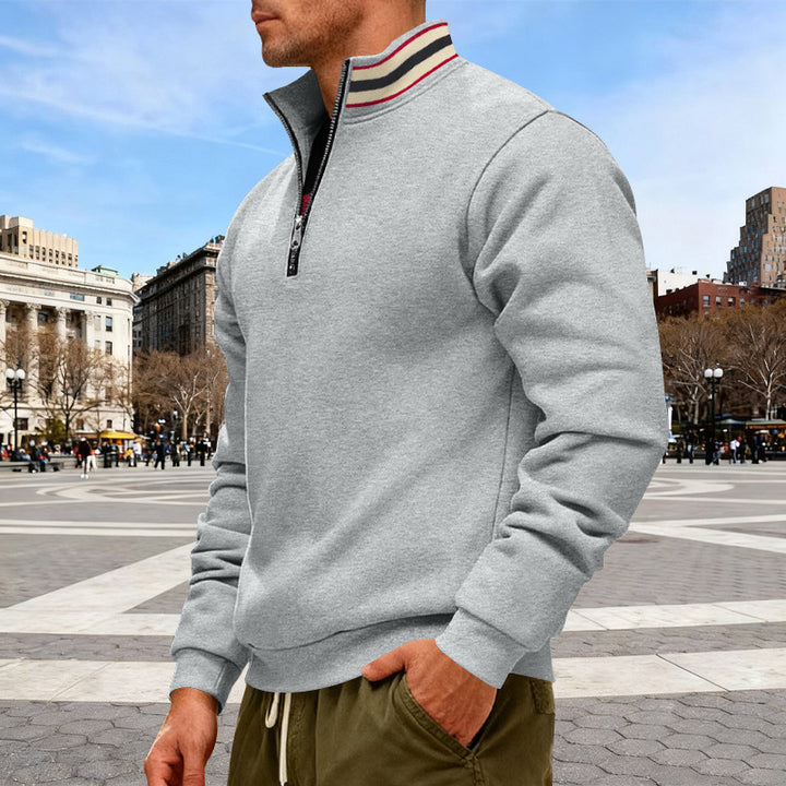 Herren nan Halvzip-sweatshirt med sporty ringkrave og blødt fleece-foring Skovae