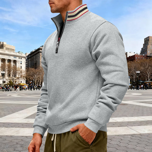 Herren nan Halvzip-sweatshirt med sporty ringkrave og blødt fleece-foring Skovae