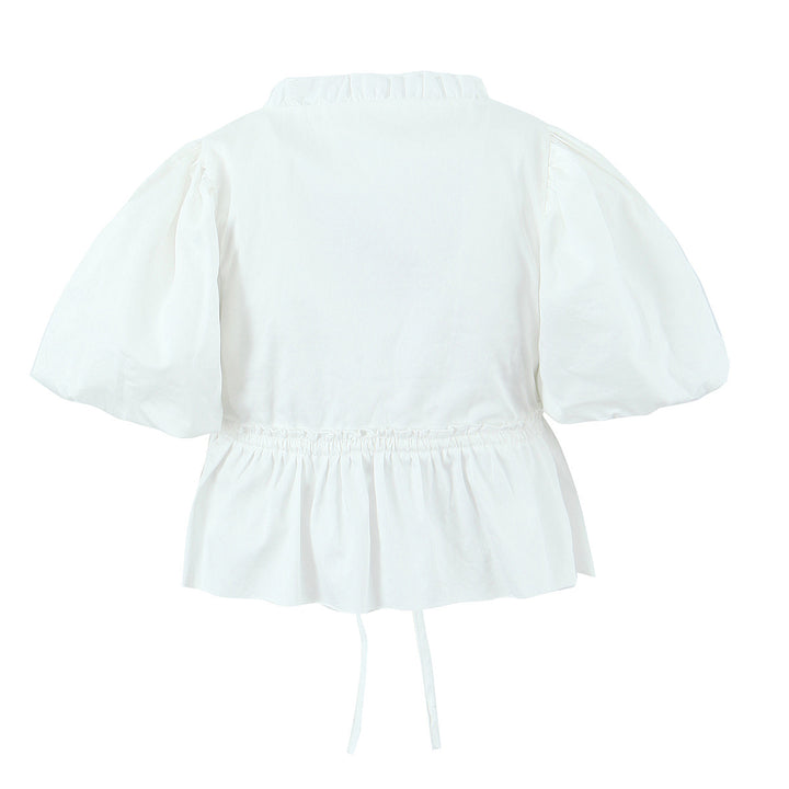 Dame Vintage Puffærmet Bluse med romantiske Ruffle-detaljer og Gummizug Stilla