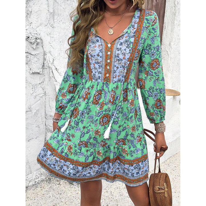 Dame Sommerlig Boho Kjole med dekorative detaljer Stilla