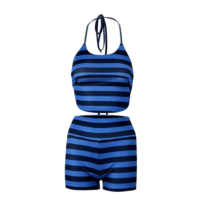 Dame sporty bikini sæt med trendy striber og komfortabel pasform Skovae