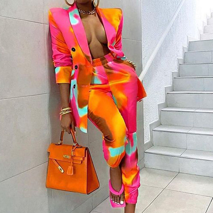 Dame Trendy Blazer-Sæt med farverig gradient og figurnær silhuet Stilla