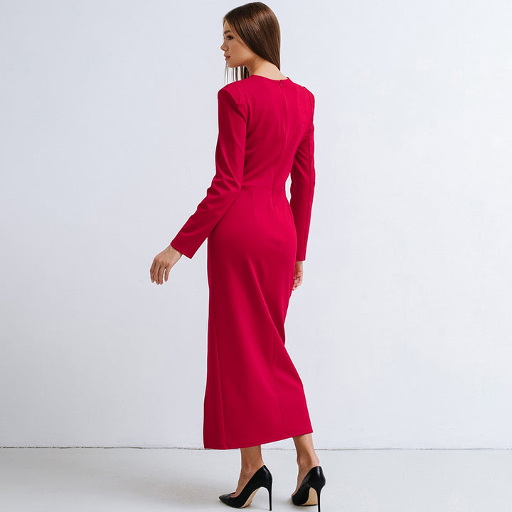 Dame Maxikjole med højt design og sidelæg Stilla
