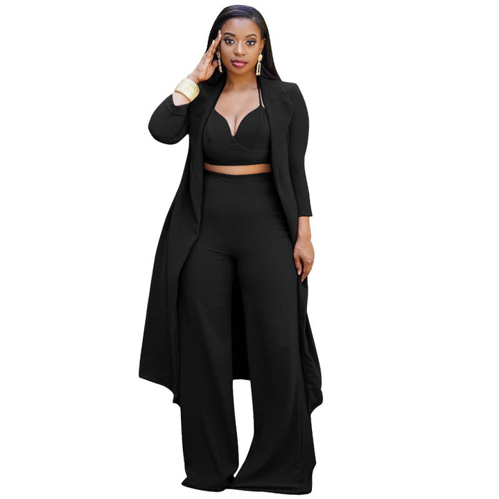 Dame elegant to-delt sæt med cropped top og brede palazzo bukser Stilla