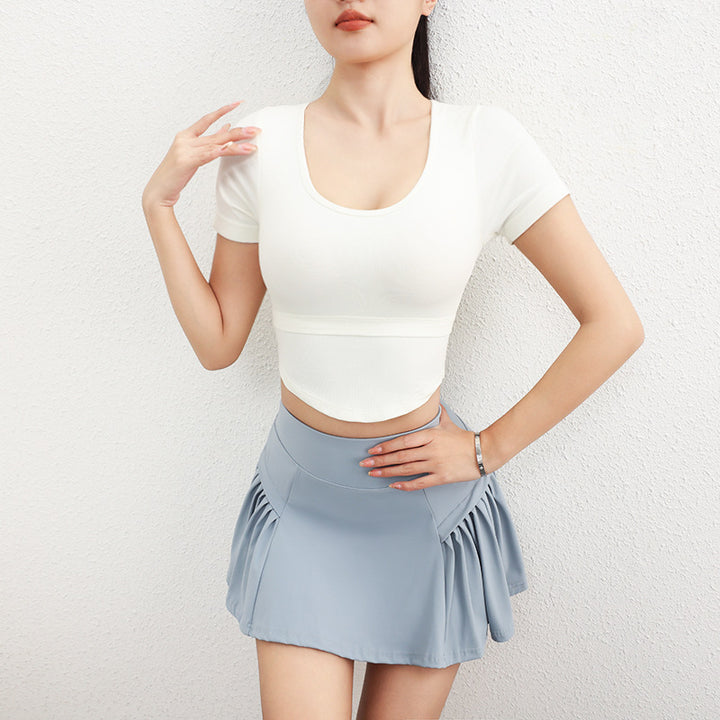 Dame Fitness-Crop-Top med moderigtigt snit og åndbart materiale Stilla