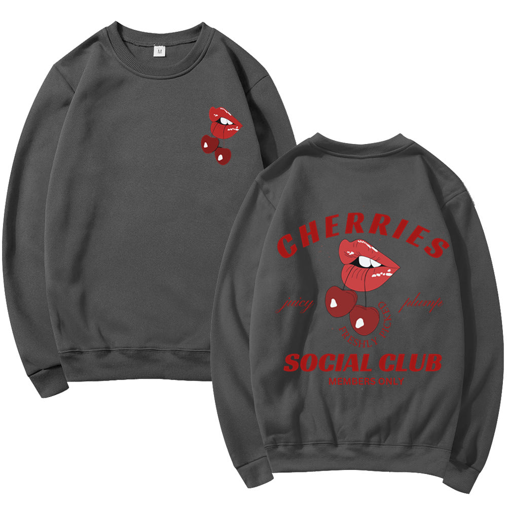 Kvinders sweatshirt med kreativt frugt- og munddesign Stilla