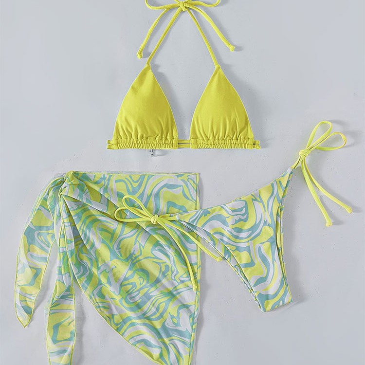Dame Triangle-bikini med let gennemsigtig omslagskjorte Skovae