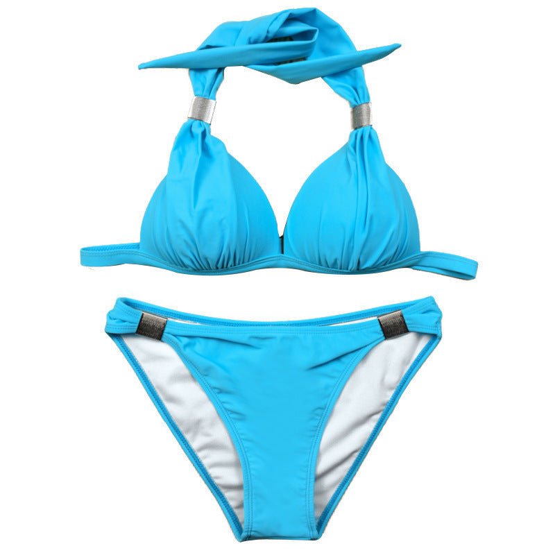Dame triangel-bikini med justerbare stropper og smukt knude-detalje Skovae