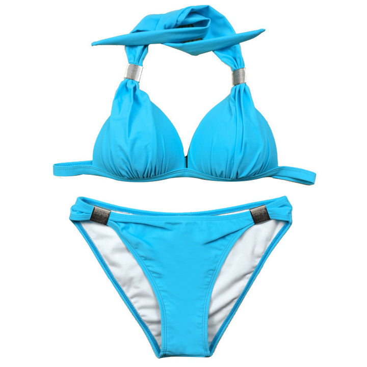 Dame triangel-bikini med justerbare stropper og smukt knude-detalje Skovae