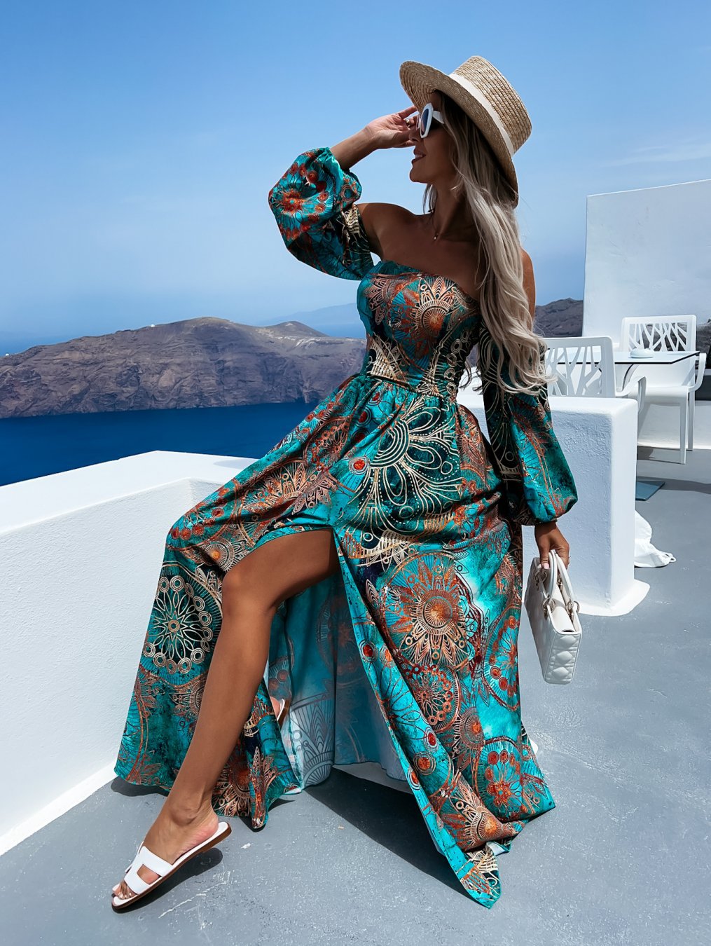Dame Off-Shoulder Maxikjole med fedt Print Stilla