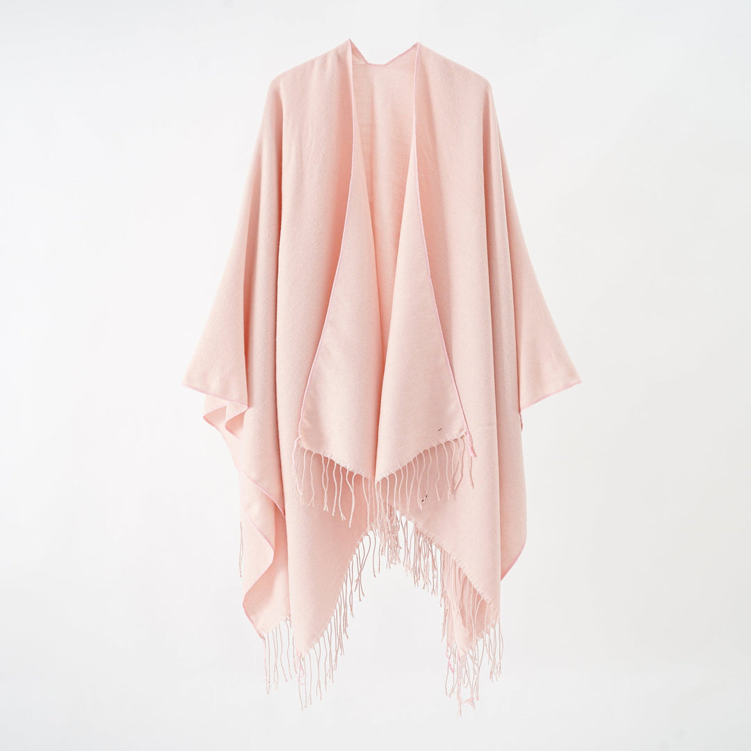 Dame Modisk Frynse-Poncho Af Blødt Materiale med Luksuriøs Fald Skovae