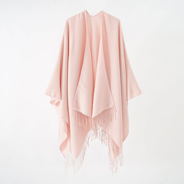 Dame Modisk Frynse-Poncho Af Blødt Materiale med Luksuriøs Fald Skovae