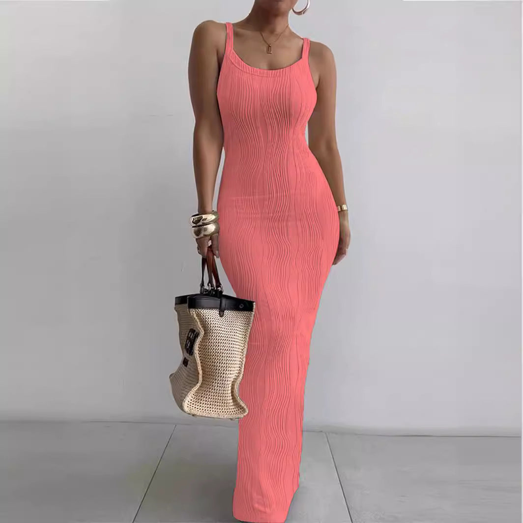 Dame Stilfulde Rib Maxi Kjole Stilla