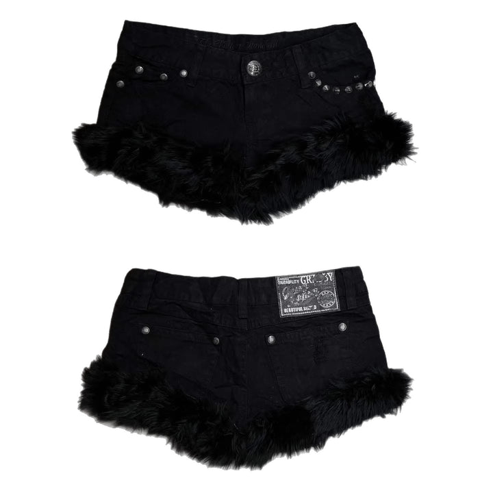Dame Korte Jeans med fluffy kant Skovae