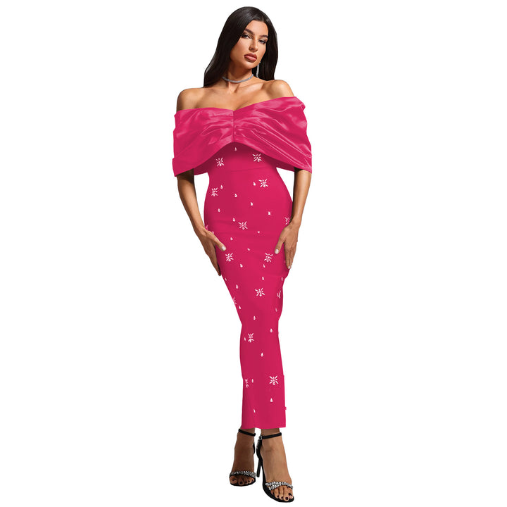 Dame Elegant Maxikjole med Off-Shoulder-design og glitrende dekorationer Stilla