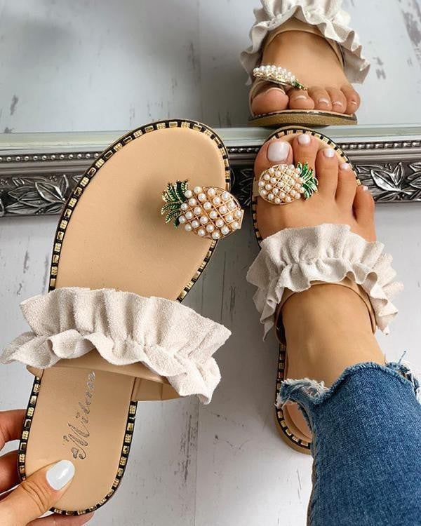 Dame slippers med frugtigt design og flæser Stilla