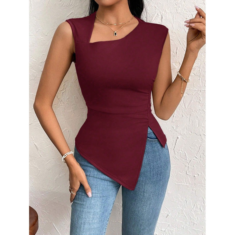 Damen Schnittiges Oberteil mit asymmetrischem Saum und figurbetontem Design Skovae
