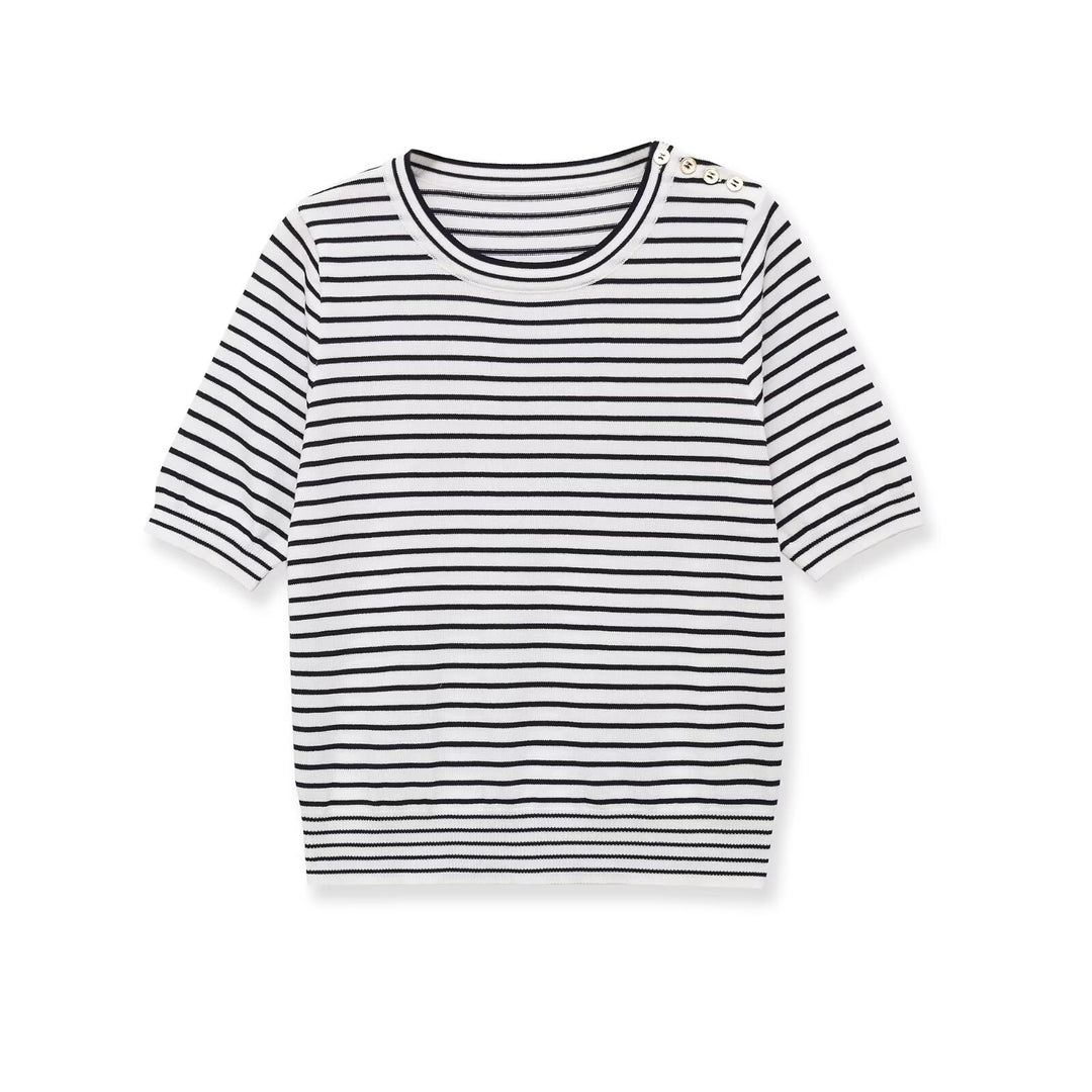 Dame stribet T-shirt med korte ærmer Skovae