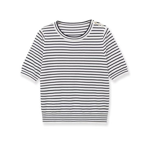 Dame stribet T-shirt med korte ærmer Skovae