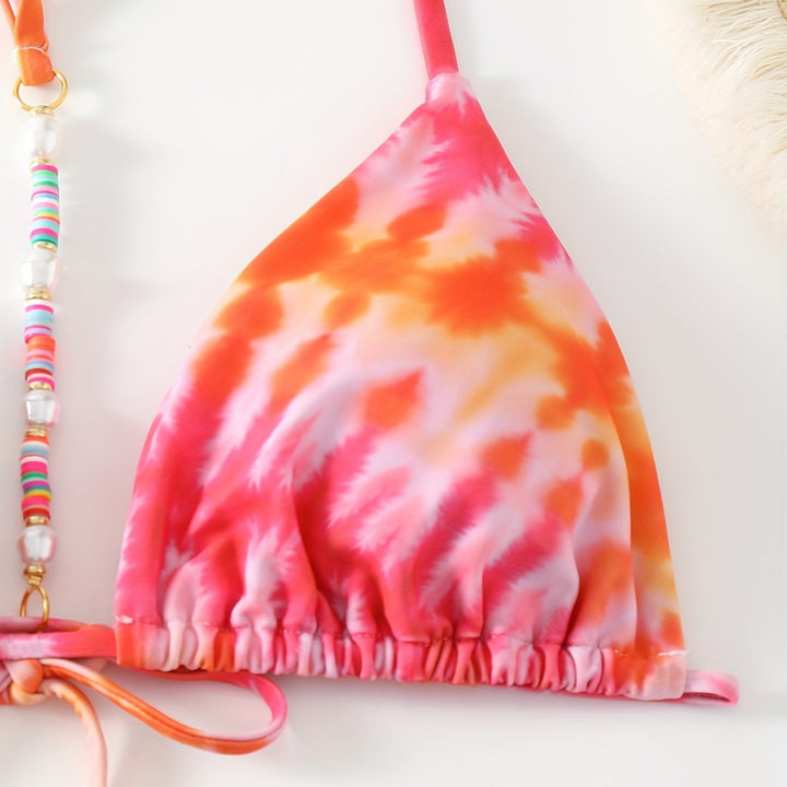 Dame triangel-bikini med moderne bindebånd-design Skovae