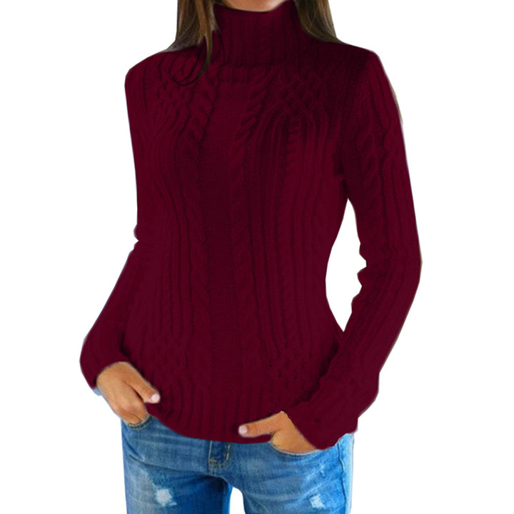 Dame sweater med ståkrave og struktureret strikdesign Stilla