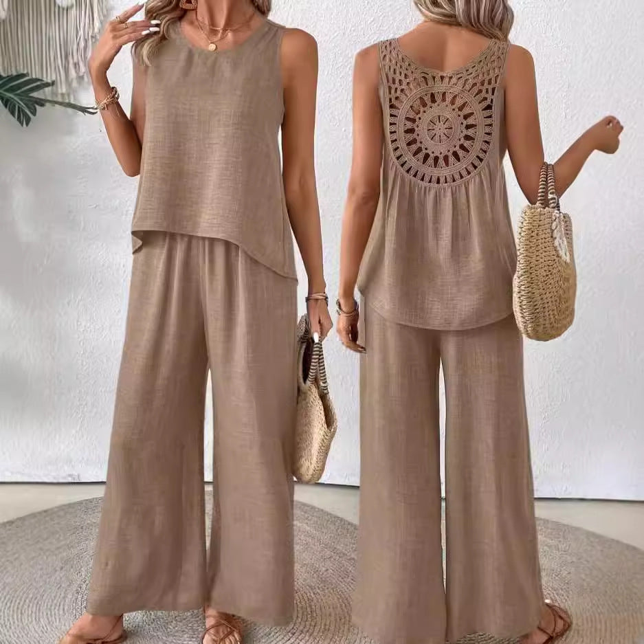 Dame luftig jumpsuit med bred ben og raffineret snit Stilla