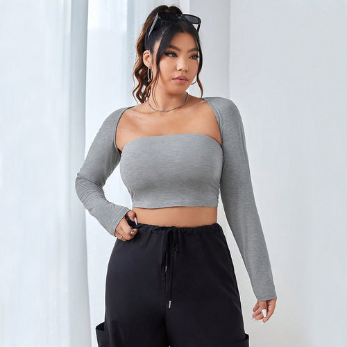 Dame Crop-Top med elegant langærmet design Stilla