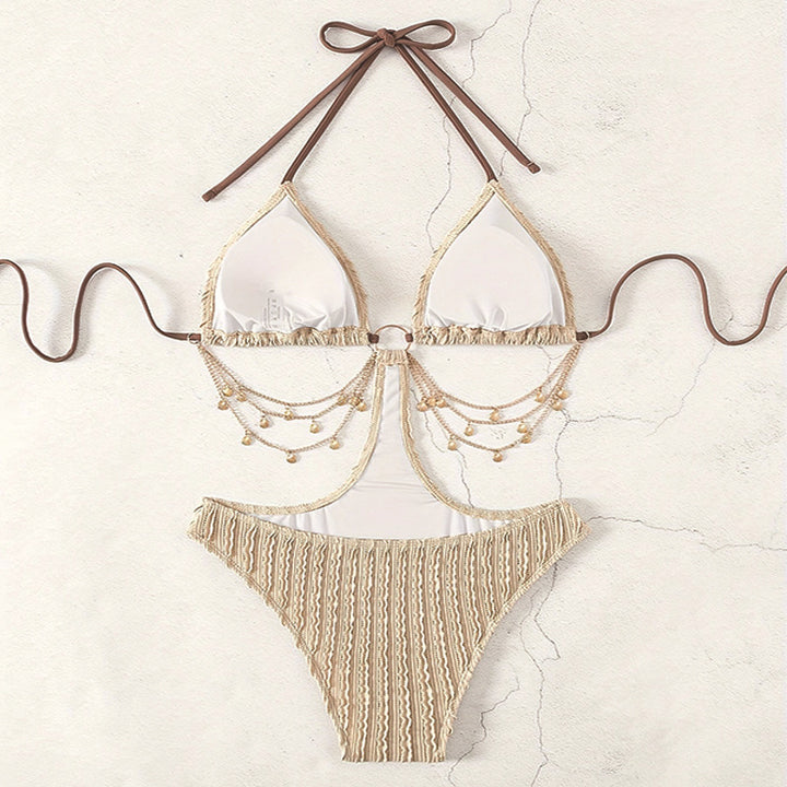 Dame Triangel-Bikini med fashionable kædeaccentuer Skovae