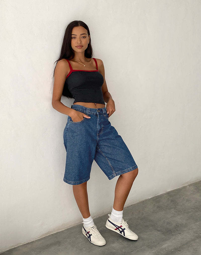 Dame Relaxed Fit Denim-Bermuda med høj talje Stilla