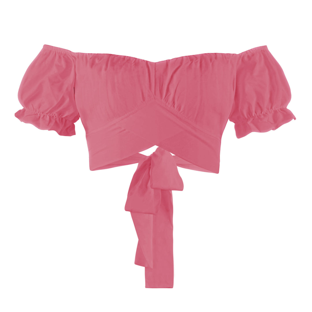 Dame Off-Shoulder Top med voluminøse ærmer og dekorativ snøring Stilla