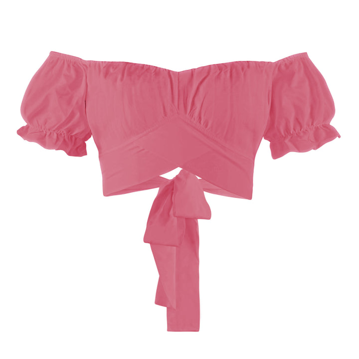 Dame Off-Shoulder Top med voluminøse ærmer og dekorativ snøring Stilla