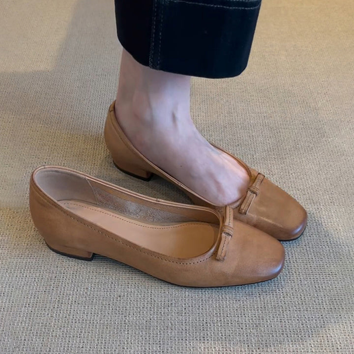 Dame Klassiske Læder Ballerina Flats med Dekorativ Bue Stilla