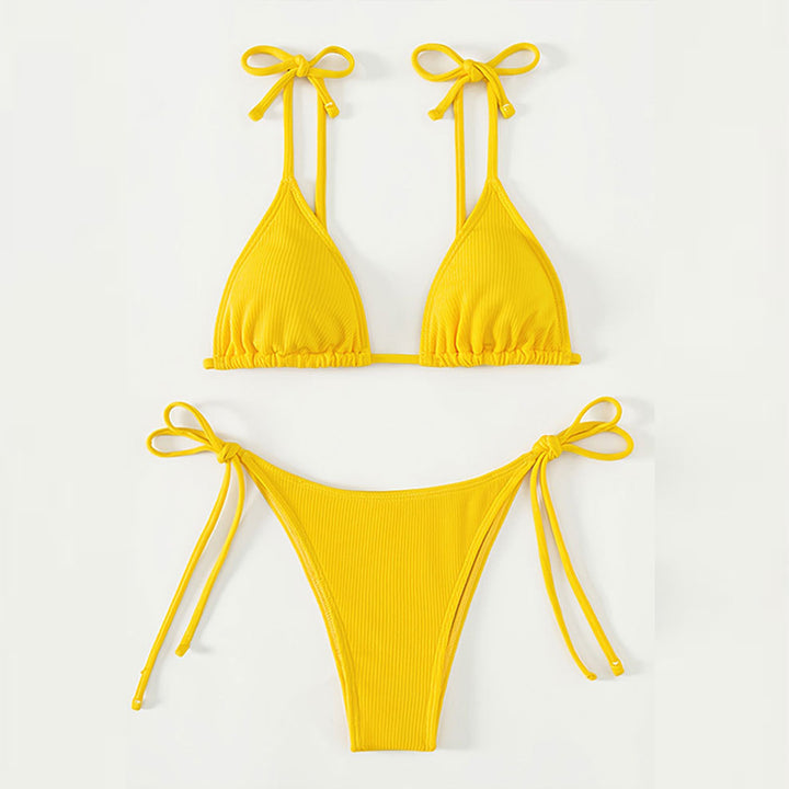 Dame trekant-bikini med justerbare stropper og høj udskæring Skovae