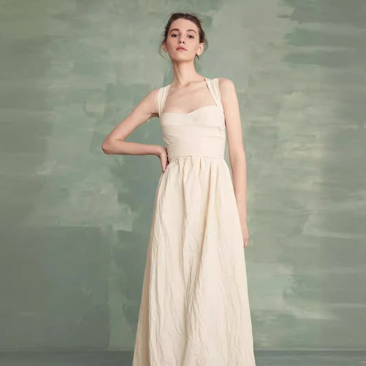 Dame Maxikjole med smart strapless top og udsvinget design Stilla