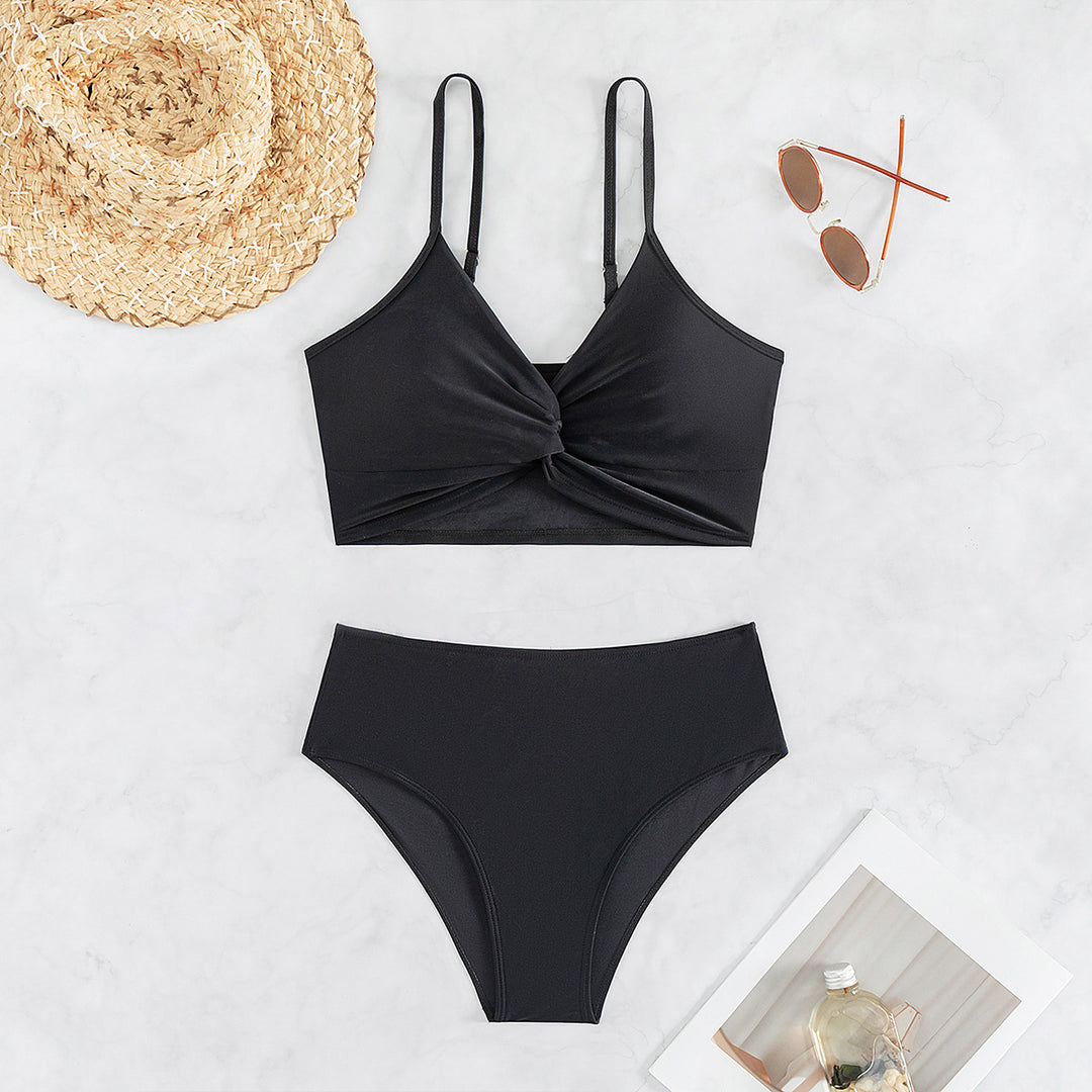 Dame Højtaljede Bikini-sæt med twist-design og fine detaljer Stilla