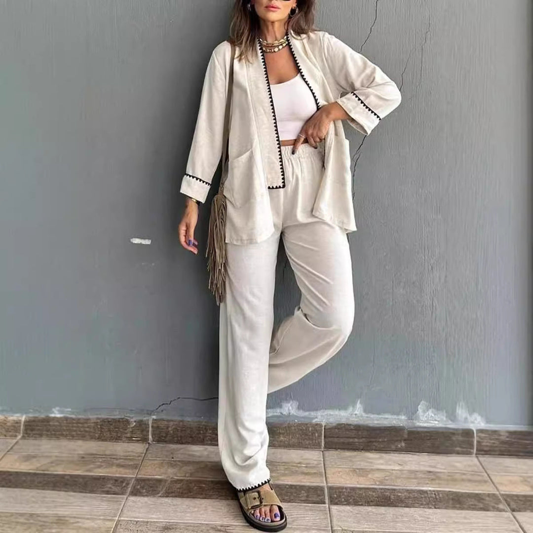 Stilla | Lounge Jumpsuit Løs Pasform Bredde Ben Blazer med Lommer