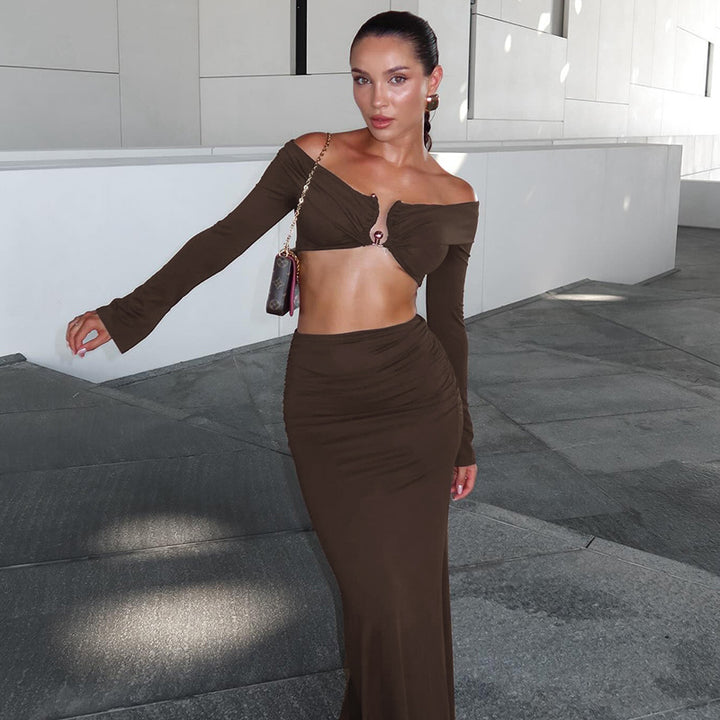 Dame maxikjole med off-shoulder design og raffinerede cut-outs Stilla
