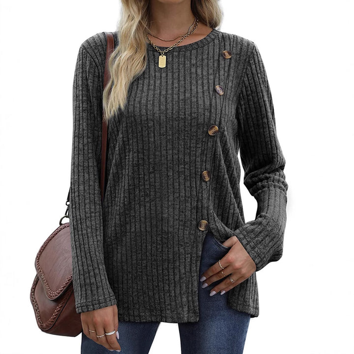 Dame Casual Langærmet T-shirt med knapdetaljer Stilla