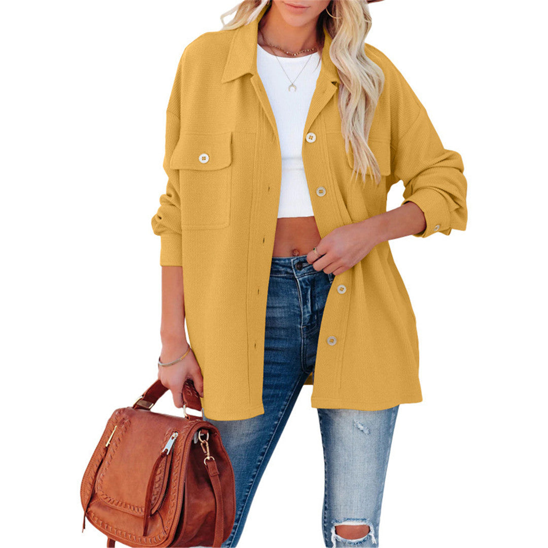 Dame Overshirt med struktureret stof og knapbar front Stilla