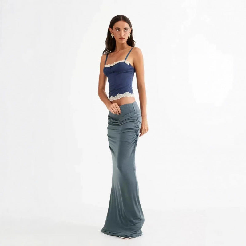Dame Elegant Rynket Maxi Nederdel Stilla
