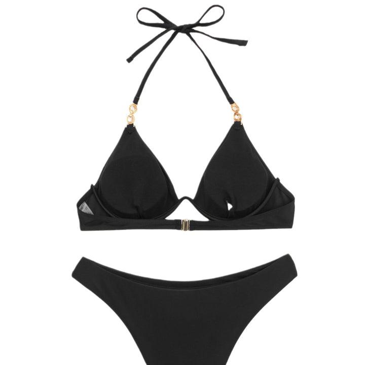 Dame triangel-bikini med justerbare stropper og push-up-kopper Skovae